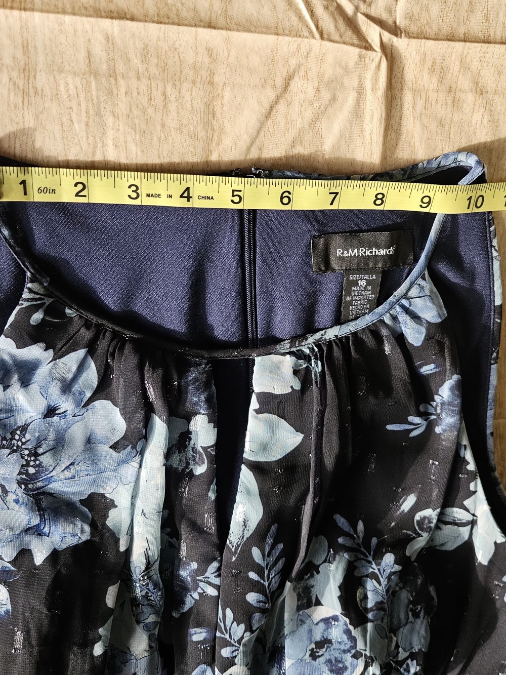 NWOT R&M Richards Floral Maxi Dress Size 16 Blue Metallic Halter Neck - Picture 15 of 16